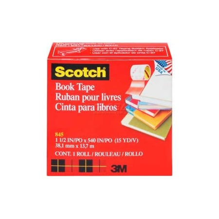 3M Scotch Book Tape 845, 1-1/2" x 540", 3" Core, 1 Roll 845112